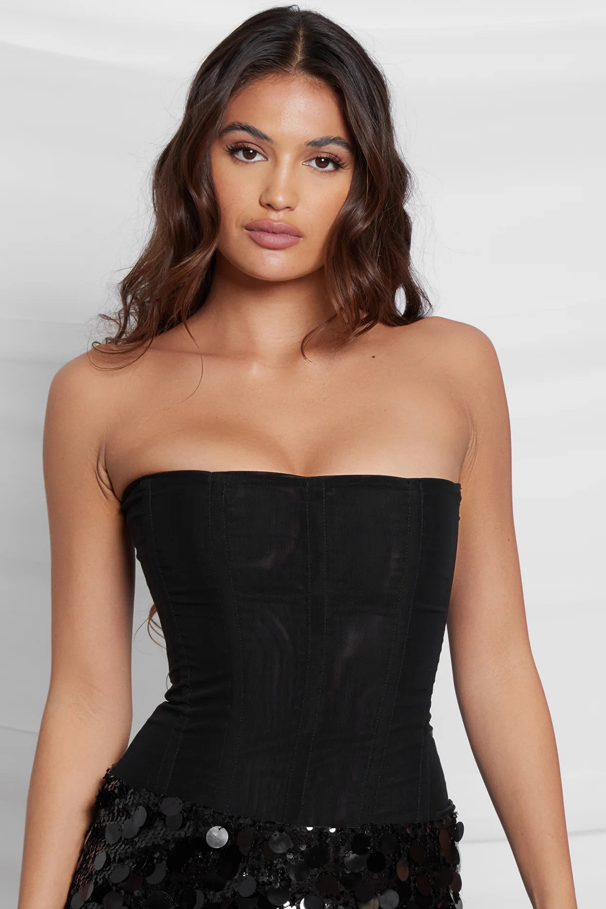 Muse Mesh Corset Top - Black | LEAU (US)