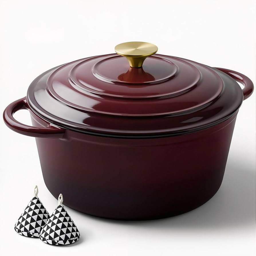 Miereirl 6 Quart Enameled Dutch Oven Pot with Lid, Cast Iron Dutch Oven with Dual Handles for Bre... | Amazon (US)
