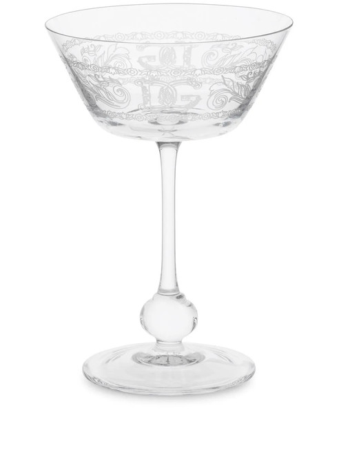 logo-embellished champagne glass