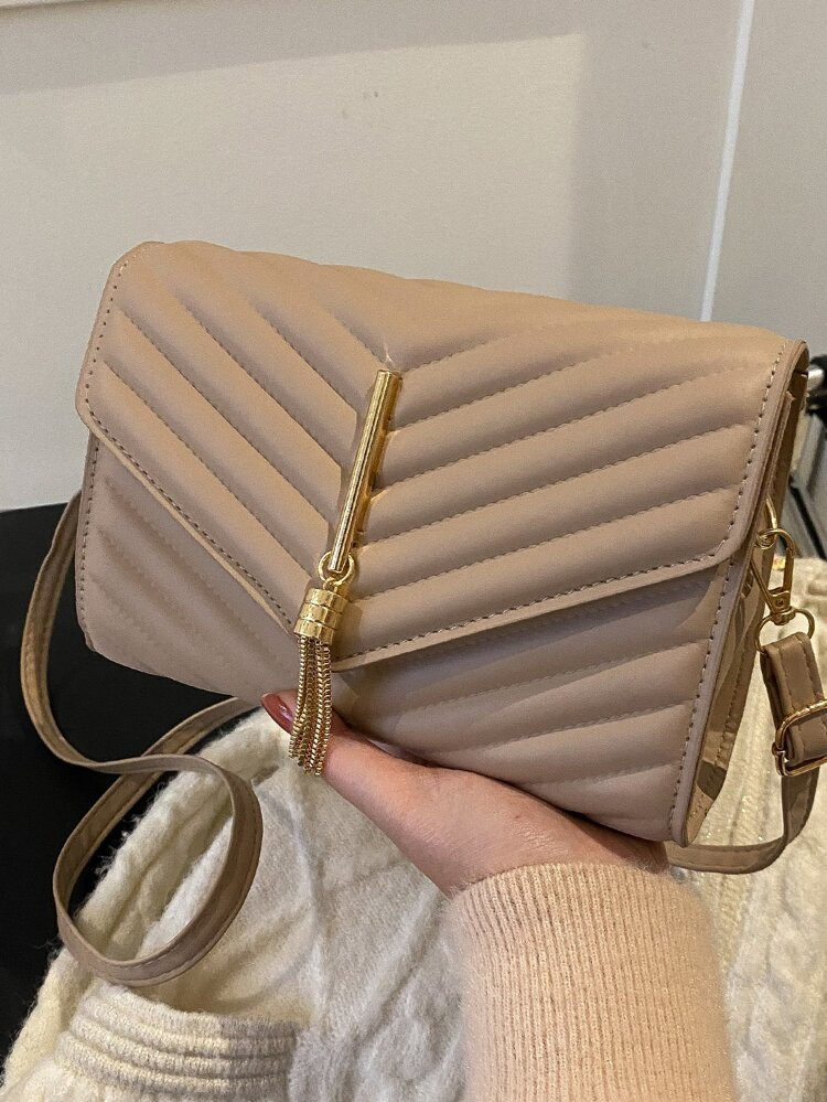 Tassel Decor Chevron Square Bag | SHEIN