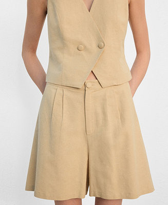 Women's Straight Linen-Blend Shorts | Macy's