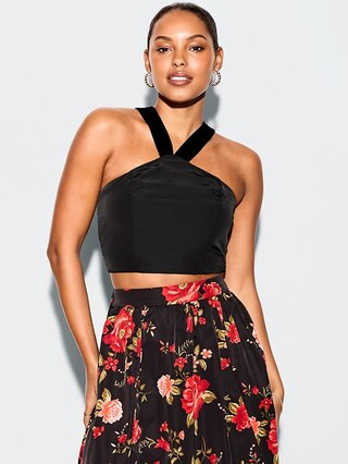 The Occasion by Old Navy Taffeta Cropped Halter Bow Top | Old Navy (US)