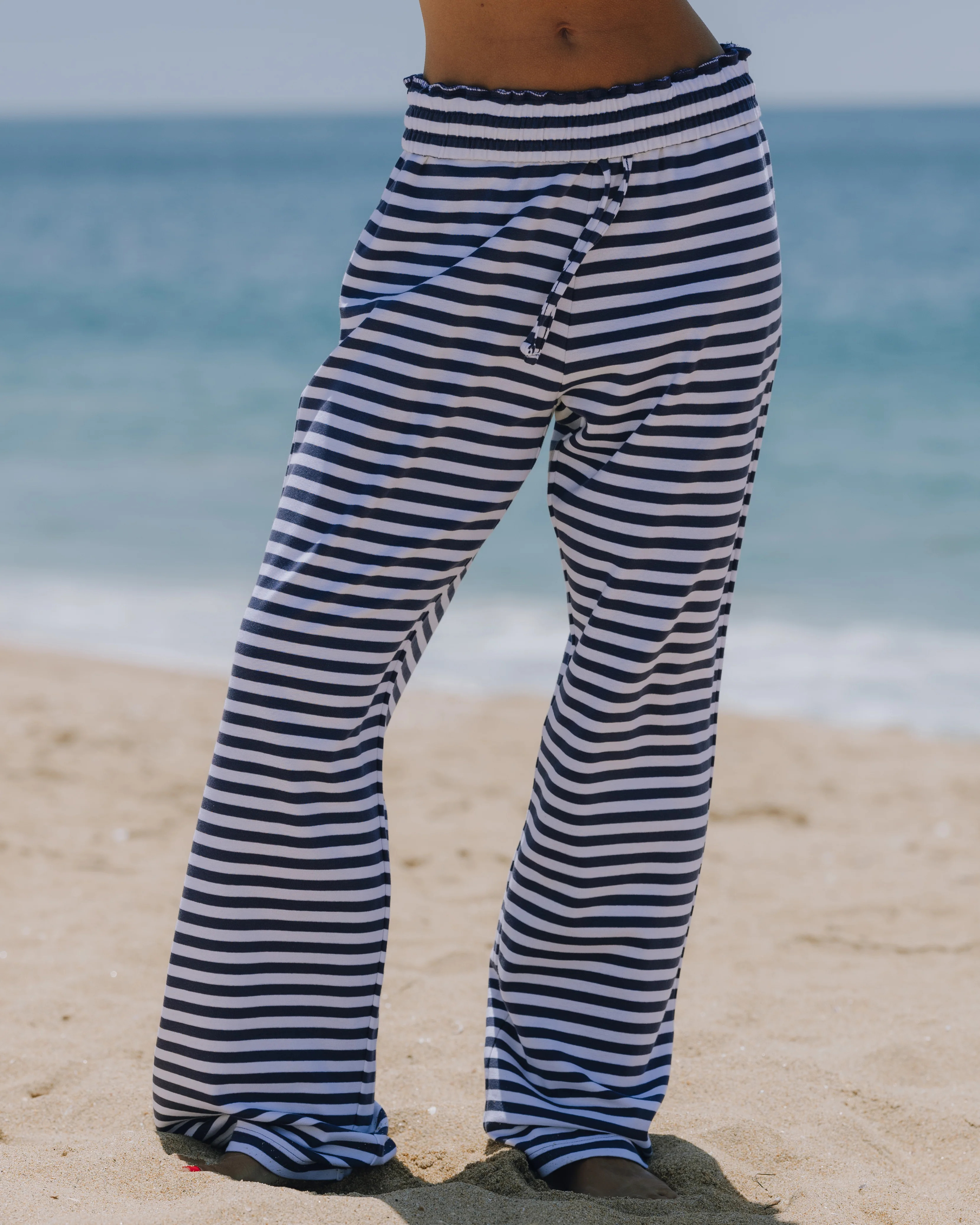 Striped Cotton Pants - Navy + White Stripe | Daily Drills LLC