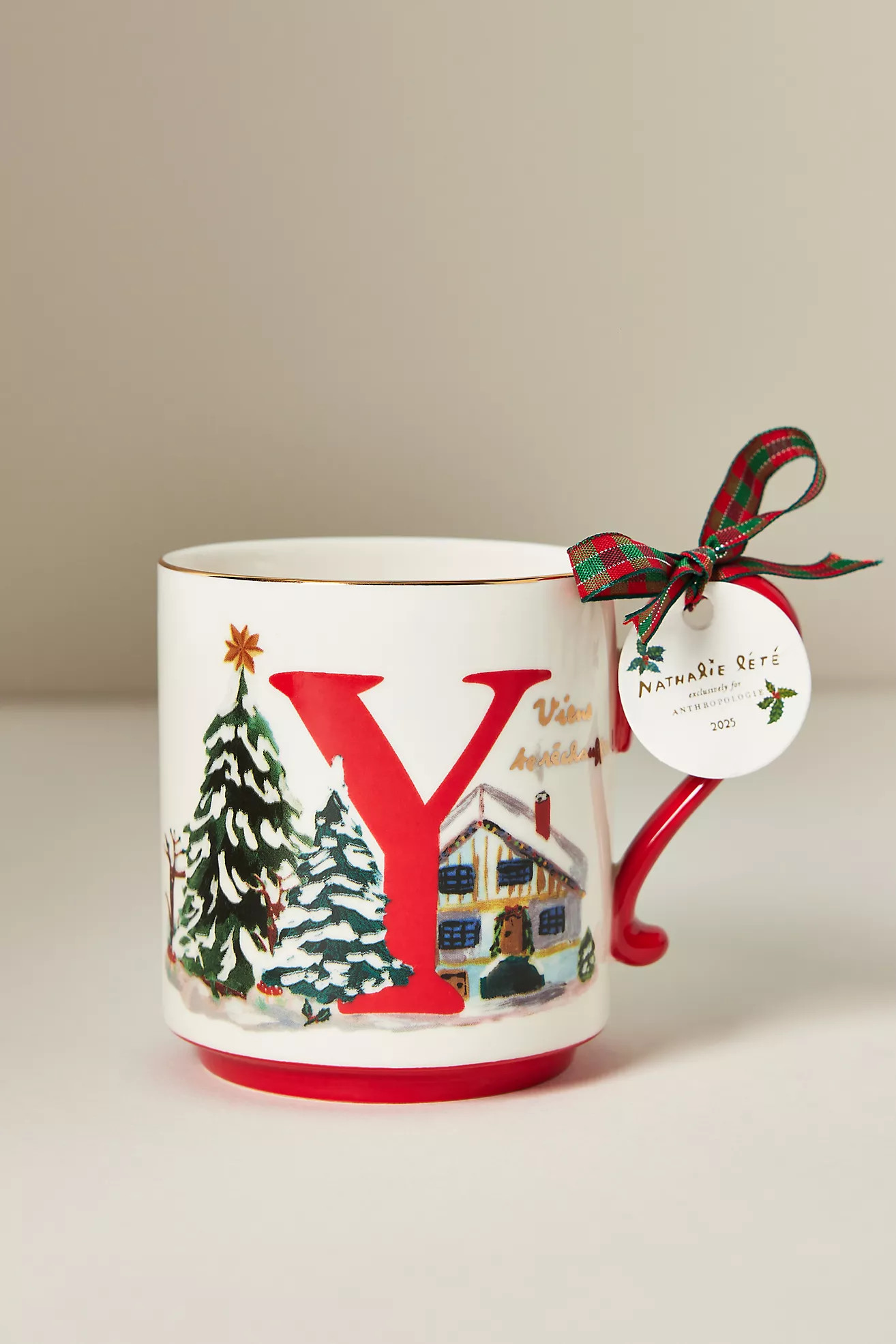 Nathalie Lete Stoneware Holiday Monogram Mug | Anthropologie (US)