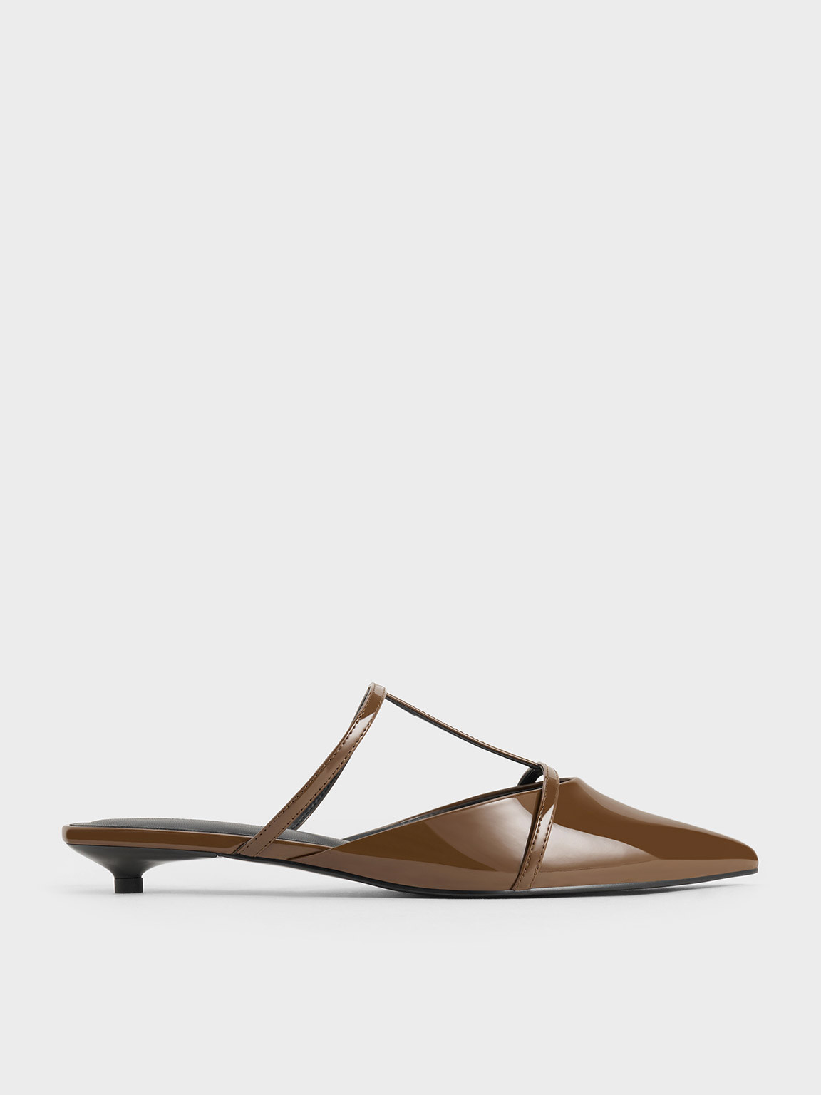Brown Clara T-Bar Pointed-Toe Mules | CHARLES & KEITH | Charles & Keith US