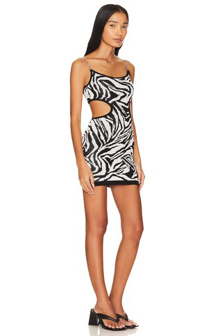 h:ours Kiko Zebra Jacquard Mini Dress in Black & White from Revolve.com | Revolve Clothing (Global)