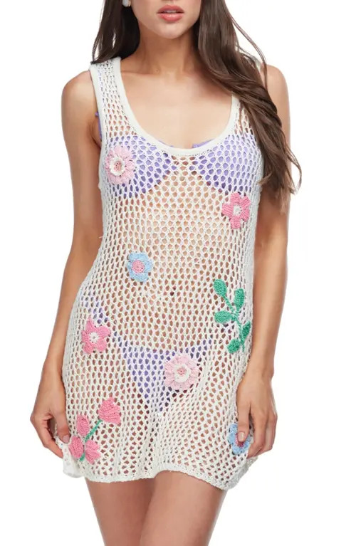 Capittana Patsie Open Stitch Cover-Up Dress in Ivory at Nordstrom, Size Medium | Nordstrom