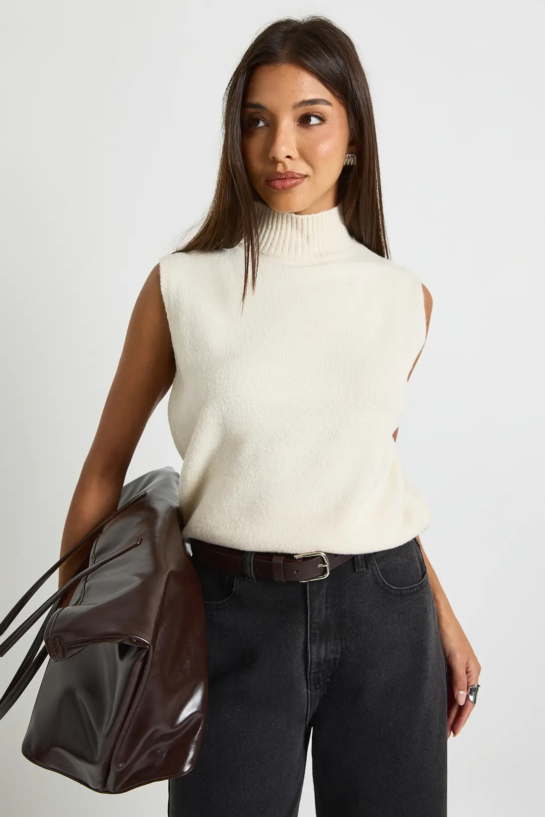 Collar Detail Soft Knit Knitted Vest | Boohoo.com (UK & IE)