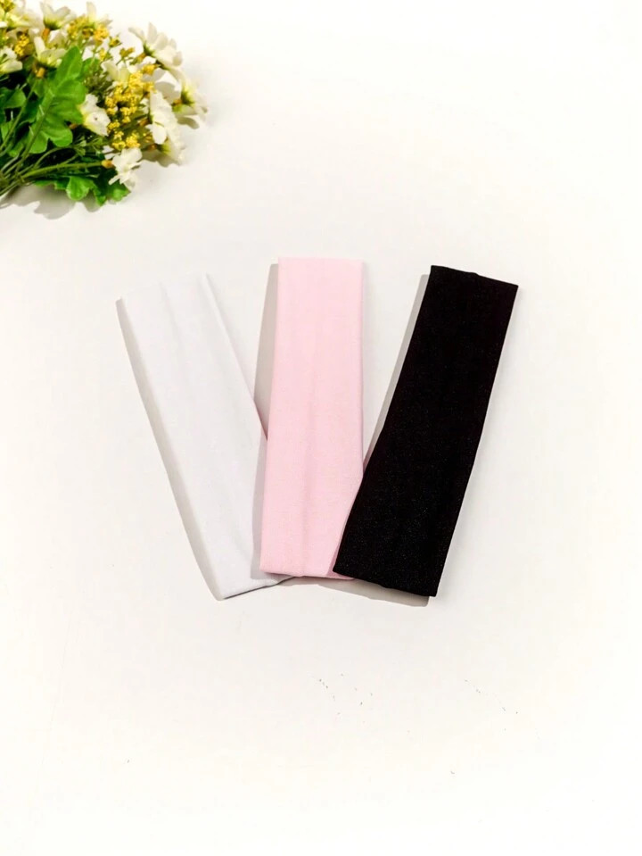 3pcs Solid Color Simple Sport Yoga Headband Suitable For Daily Wear,Pink Accessories | SHEIN