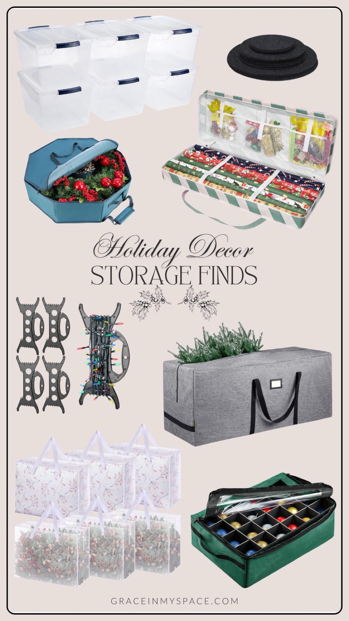 Christmas decor storage solutions! These storage and organization solutions are perfect for wreath storage, ornament storage and Christmas tree storage  

#LTKSeasonal #LTKHoliday #LTKHome