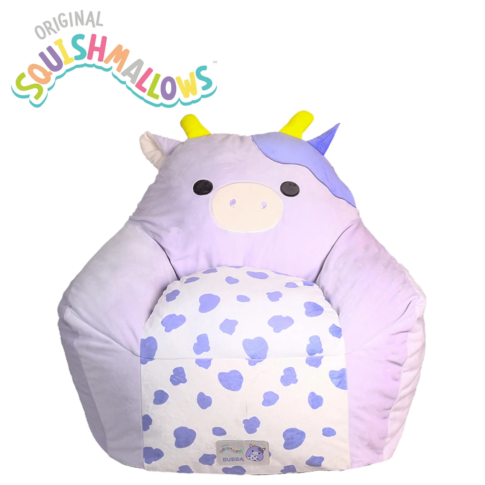 Squishmallows Official Bubba Bean Bag Chair - 30 in Wide Kids Squishy Soft Chair, Purple/White | Walmart (US)