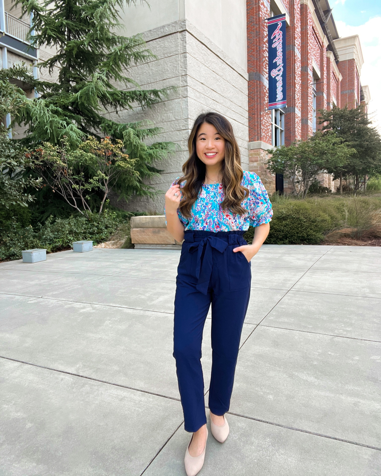 Blouse from Amazon (size small), navy pants from Amazon (size small), flats from VIVAIA (size 6.5)

#LTKshoecrush #LTKworkwear #LTKunder100