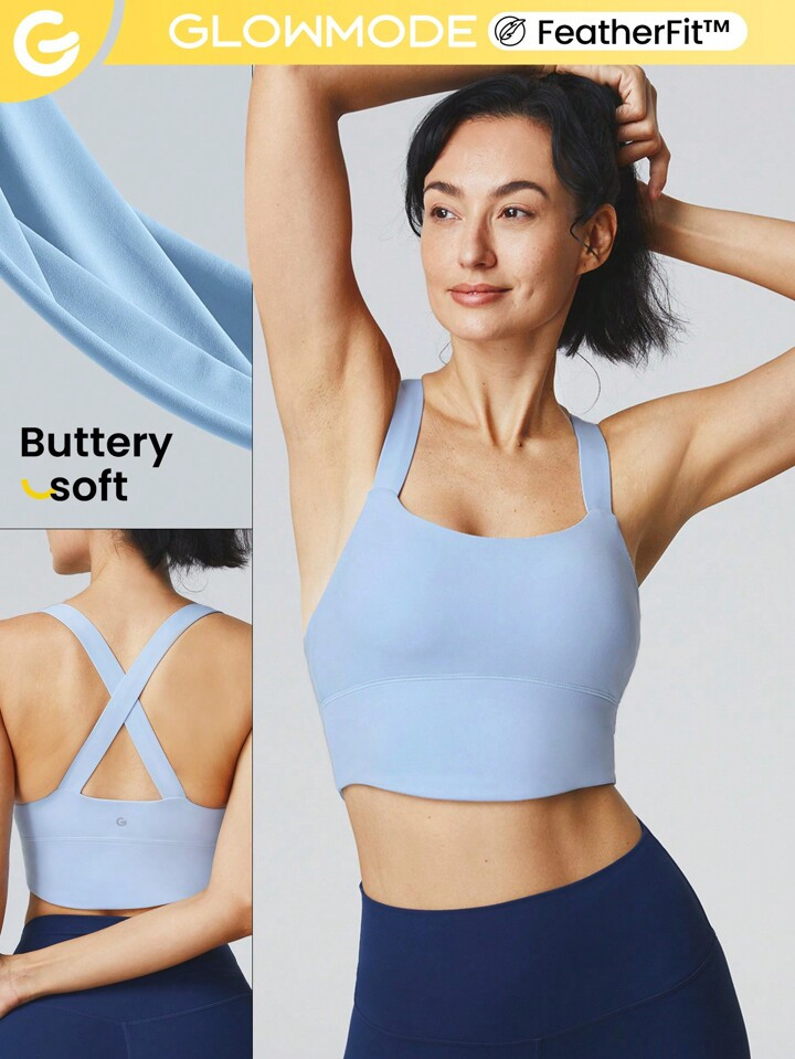 GLOWMODE FeatherFit™ Curved Hem Sports Bra | SHEIN