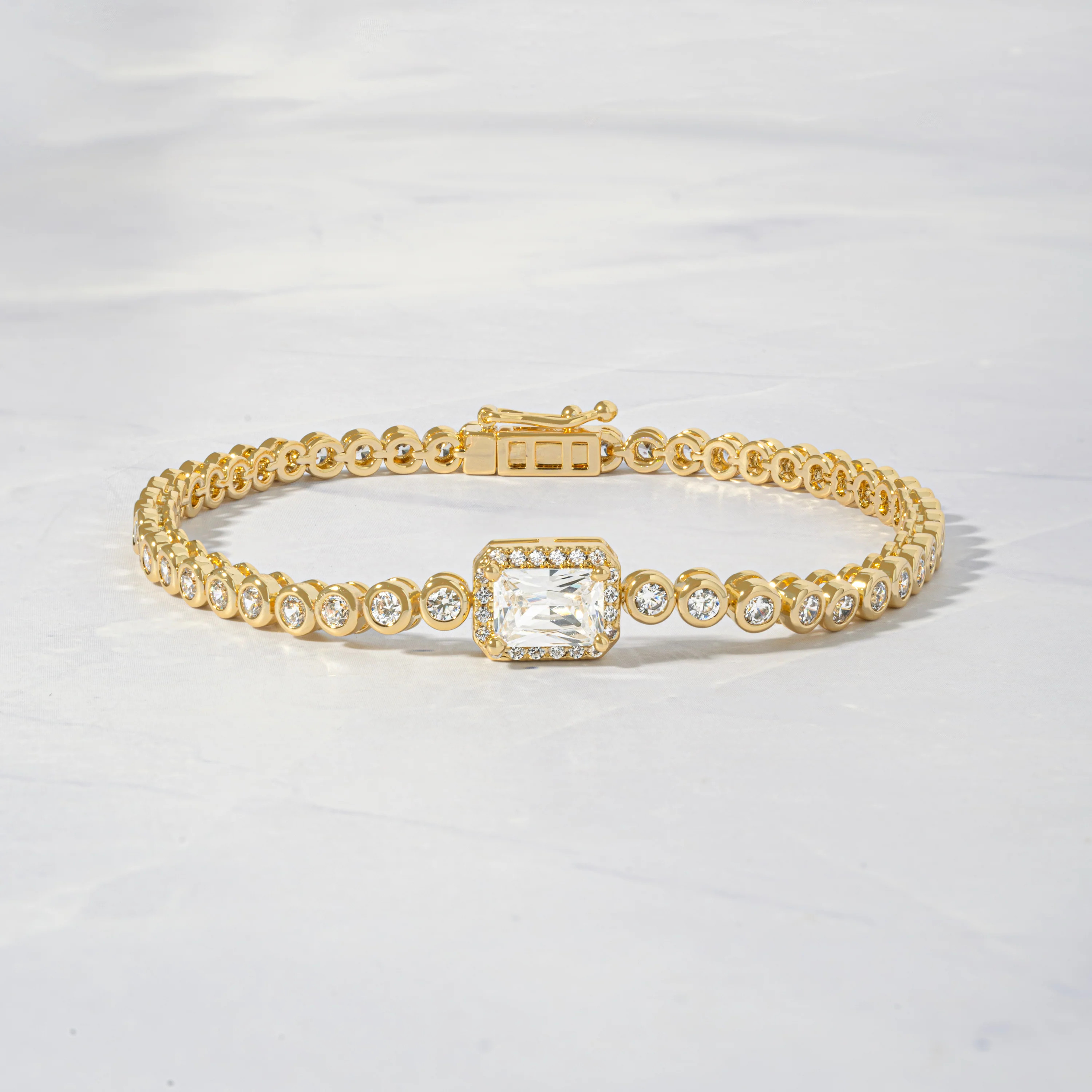 CZ Baguette Rounded Tennis Bracelet | Sami Jewels