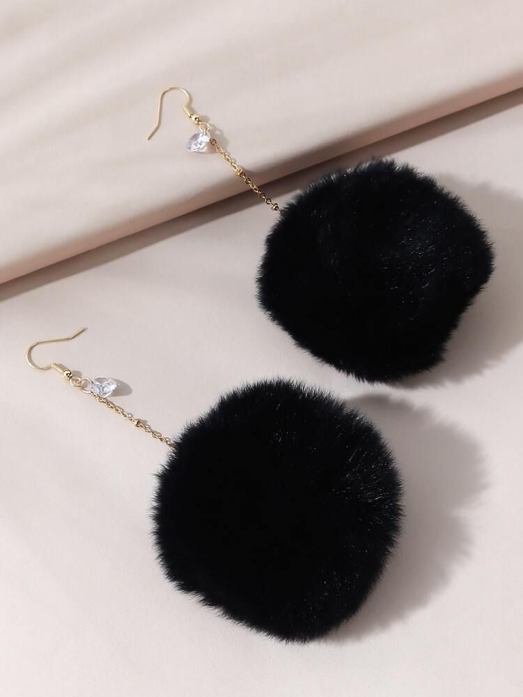 Fluffy Pom Pom Drop Earrings | SHEIN