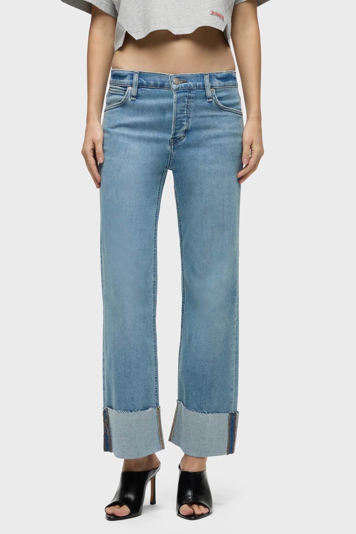 Rosie Mid-Rise Wide Leg Jean w/ Cuff | Hudson Jeans