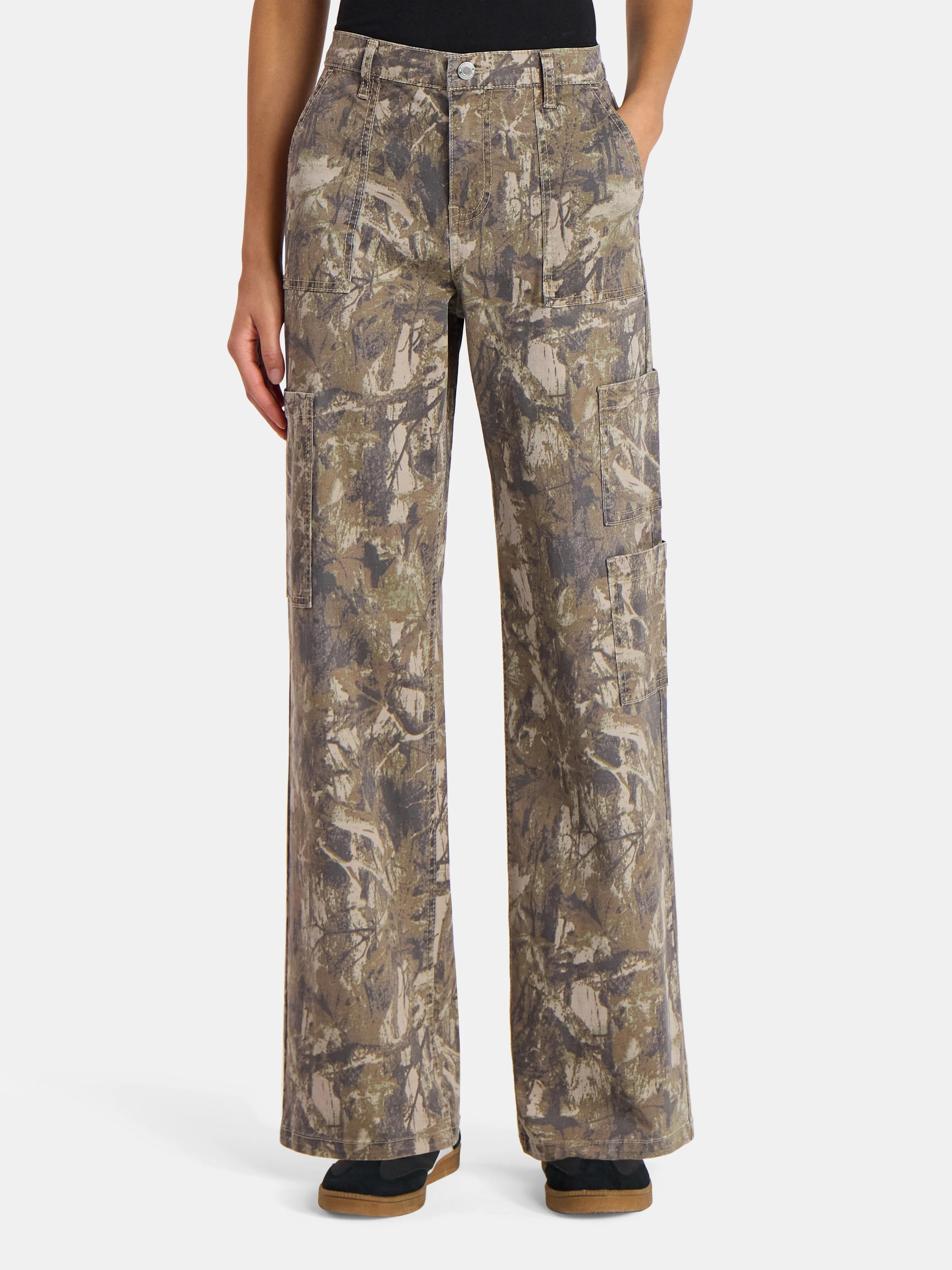 No Boundaries Wide Leg Cargo Pants, 31.5'' Inseam, Women's | Walmart (US)