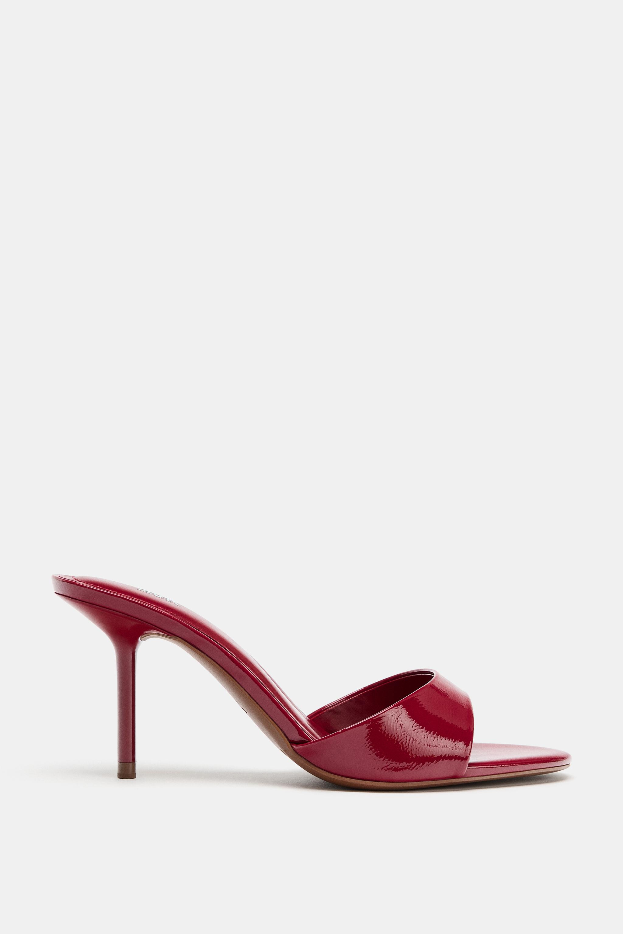 PATENT FINISH HEELED SANDALS | Zara US