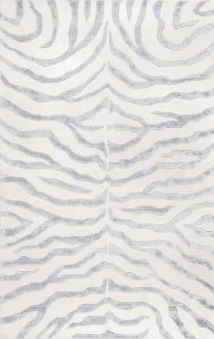 Gray Contemporary Zebra Print with Faux Silk Highlights Safari Area Rug | Rugs USA