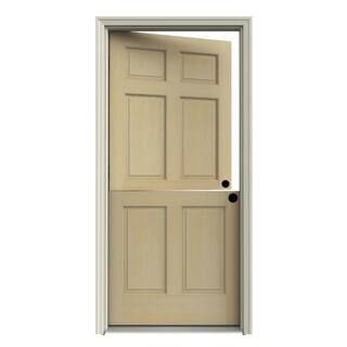 JELD-WEN 32 in. x 80 in. 6-Panel Unfinished Dutch Left-Hand Inswing Wood Prehung Back Door w/Bric... | The Home Depot