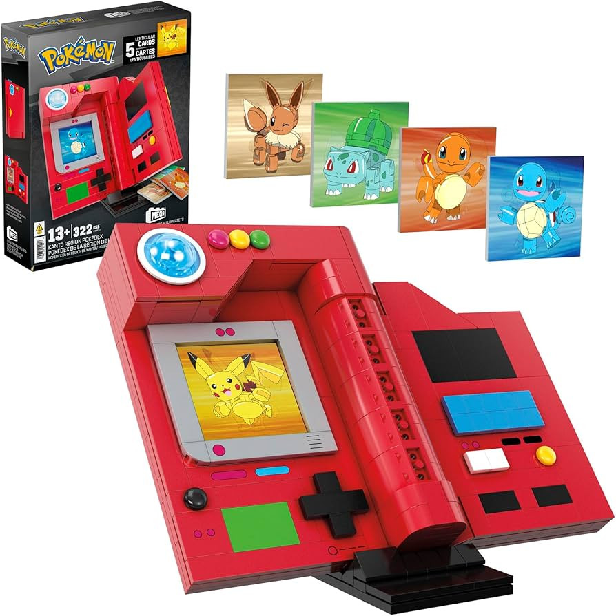 MEGA Pokémon Building Toys Set, Kanto Region Pokédex with 322 Pieces, Light and 5 Lenticular Ca... | Amazon (US)