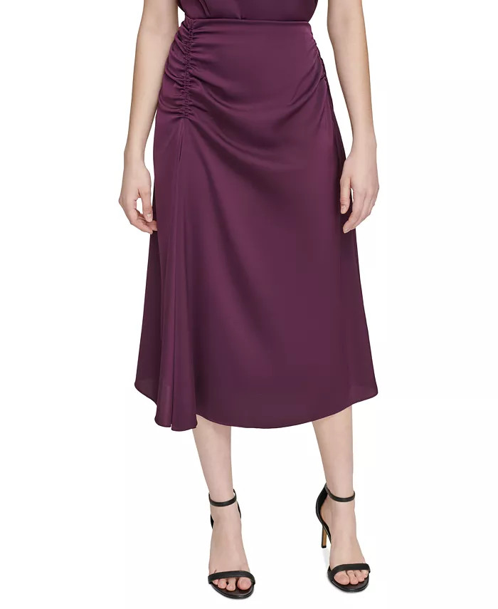 Calvin Klein Women's Gathered-Side Midi Skirt - Macy's | Macys (US)