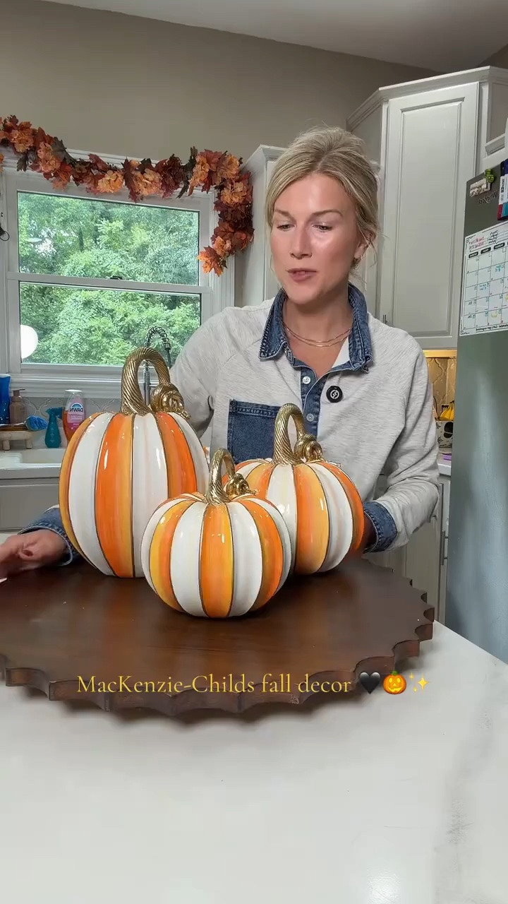 I’m officially in my “collect the fall decor you’ll be excited to unpack every single year” era. 🎃🖤 This striped pumpkin trio makes the prettiest statement on a mantel, entry table or fall centerpiece. #falldecor #pumpkindecor #autumndecor #fallhomedecor #mackenziechilds

#LTKSeasonal #LTKHome #LTKSaleAlert
