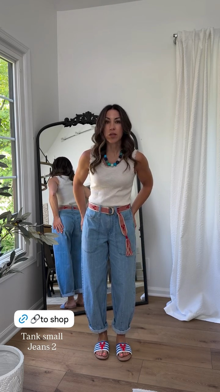 Small tank top. Barrel jeans 2. Target style.

#LTKOver40 #LTKSaleAlert #LTKPetite