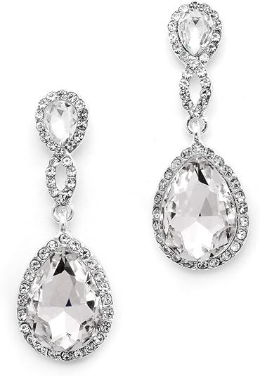 Mariell Clear Crystal Wedding Dangle Earrings for Women, Bridal and Prom Jewelry, Infinity Symbol... | Amazon (US)