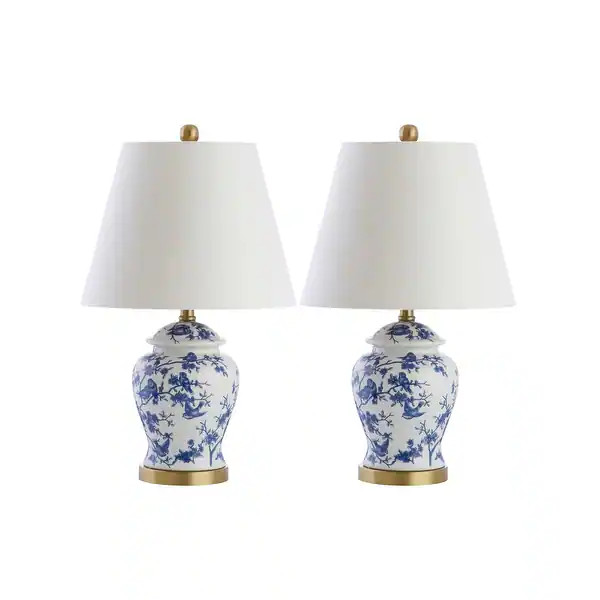 Choi 22" Chinoiserie Table Lamp, Blue/White (Set of 2) by JONATHAN Y - Bed Bath & Beyond - 356812... | Bed Bath & Beyond