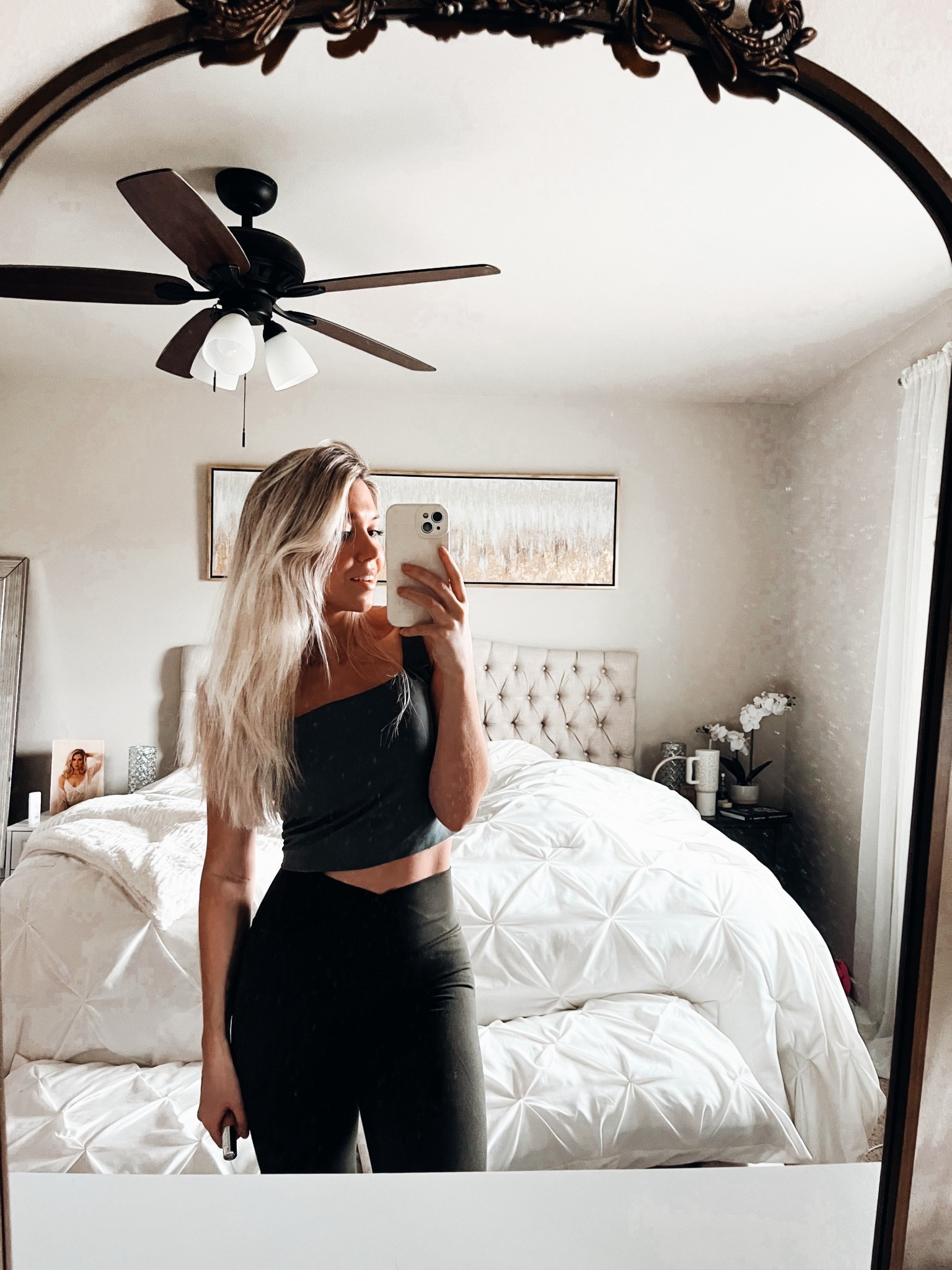 Olive green flares and bra top!💚 in my STAPLE athletic wear!