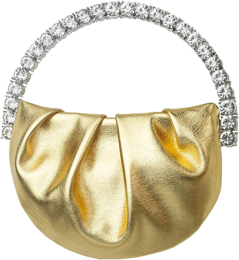 HEYCUE Mini Glitter Diamond Handle Handbag Circular Evening Crossbody bag Sparkly Bride Wedding P... | Amazon (US)