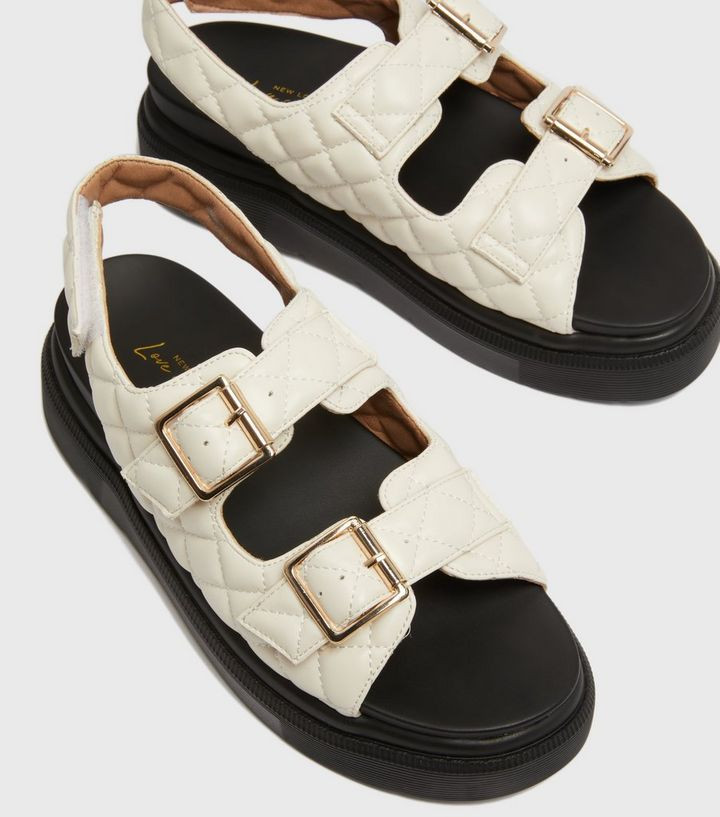 Off White Quilted Chunky Footbed Sandals
						
						Add to Saved Items
						Remove from Saved ... | New Look (UK)