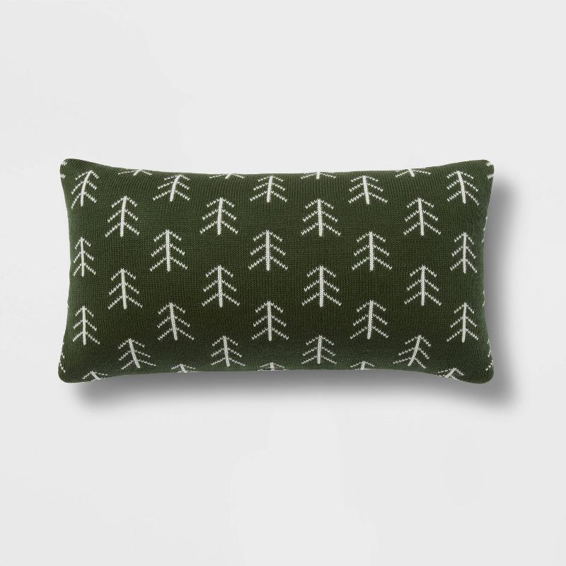 14"x26" Christmas Knit Tree Oblong Decorative Throw Pillow Green - Threshold™ | Target