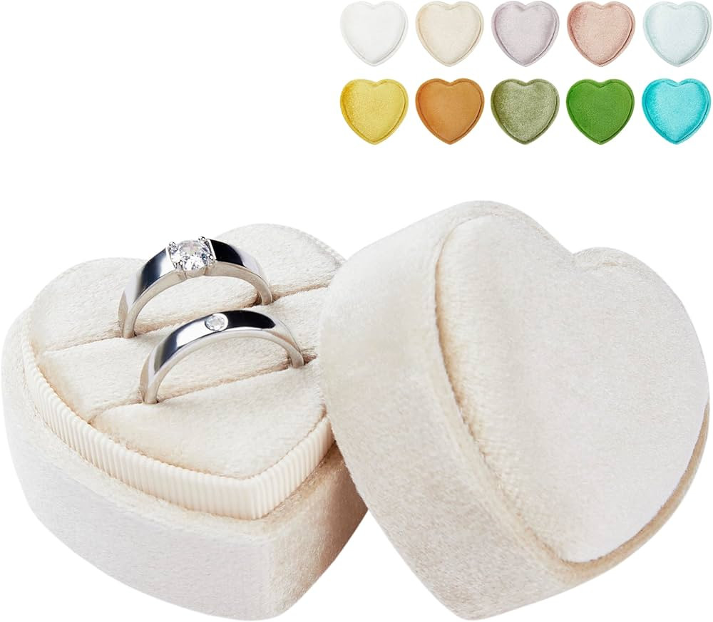 Engagement Ring Box Valentine's Day Gift Heart Shape Proposal Ring Storage Box Travel Ring Bearer... | Amazon (US)