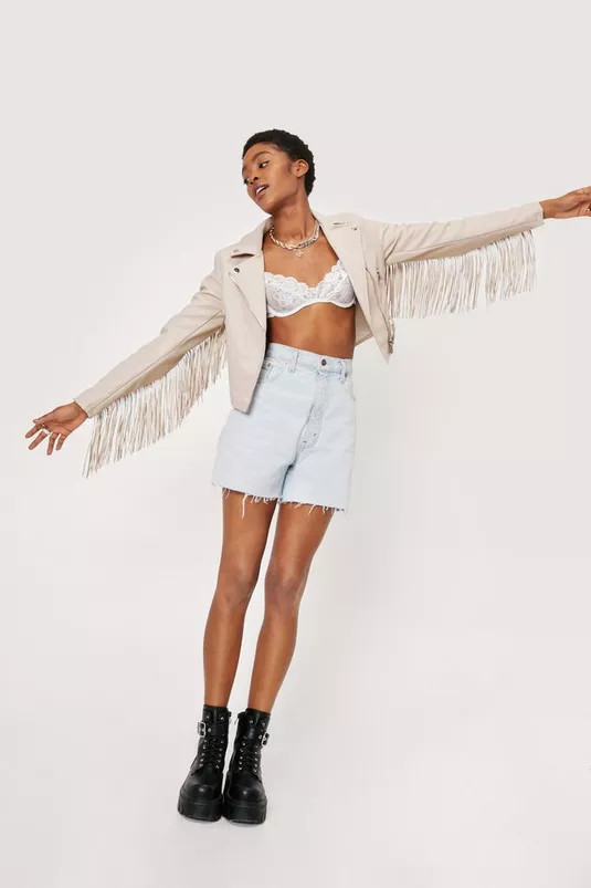 Faux Leather Fringed Moto Jacket | Nasty Gal (US)