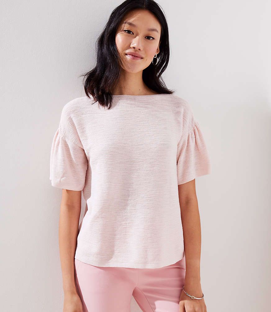 Flutter Sleeve Boatneck Sweater | LOFT