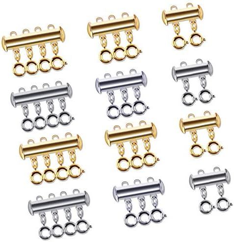 Sunshane 12 Pack Multi-Strand Necklace Clasps Magnetic Slide Tube Lock Jewelry Connectors for Lay... | Amazon (US)