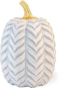 Boston International Decorative Pumpkin Figurine, 5.5 x 7.5 in, Grey Chevron | Amazon (US)