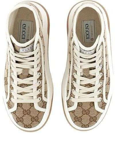 (WMNS) Gucci GG High Top Sneaker 'Beige Ebony' | KICKS CREW