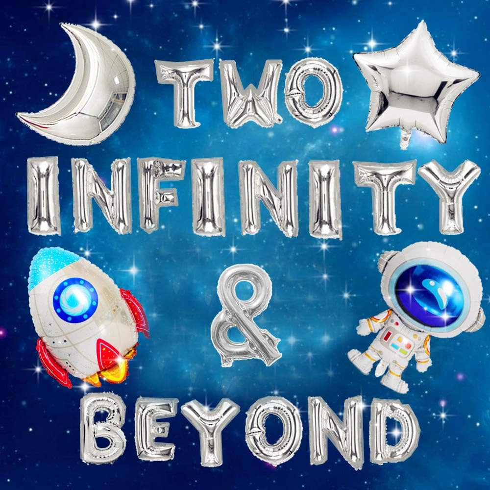 JeVenis 5 PCS Two Infinity & Beyond Banner Space Party Decoration Two Infinity and Beyond Birthda... | Amazon (US)