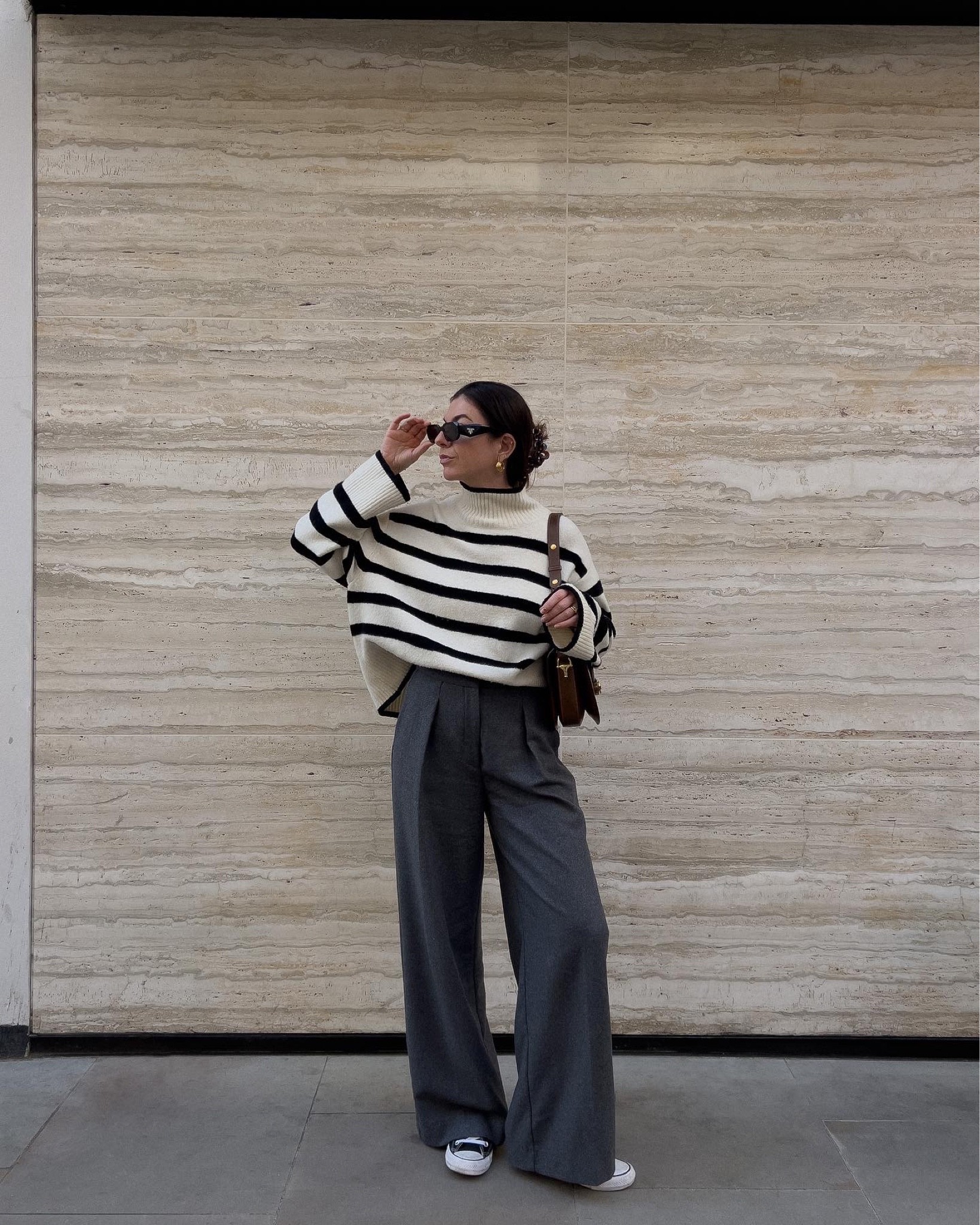 Stripe jumper wool trousers 

Grey wool trousers mock neck jumper 

#LTKunder100 #LTKeurope #LTKstyletip