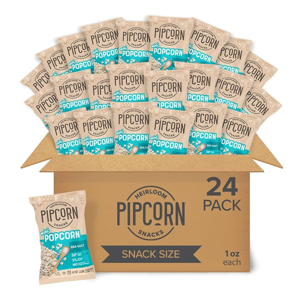 Mini Heirloom Popcorn by Pipcorn - Sea Salt,1oz 24pk - Healthy Snacks, Gluten Free Snacks, Snack ... | Amazon (US)