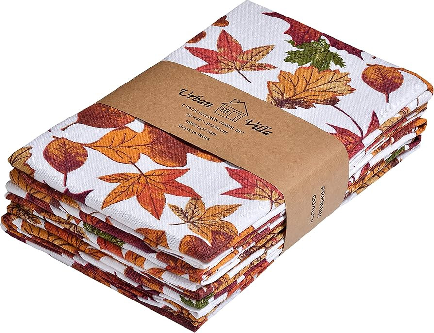 Urban Villa Harvest Kitchen Towels Harvest Leaf Print Multi Color, Premium Quality,100% Cotton Di... | Amazon (US)
