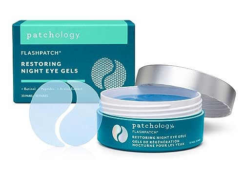Patchology Restoring Eye Gel Patches with Retinol & Collagen - Eye Masks for Dark Circles, Puffy Eyes & Wrinkles - Anti-Aging Overnight Eye Pads Set - Brighten Skin Care for Eye Bags (30 Pairs) | Amazon (US)