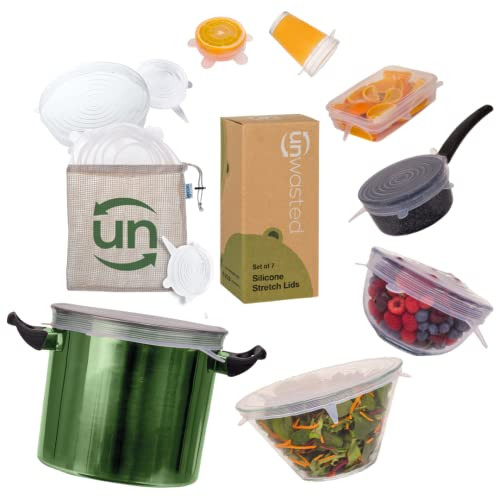 Unwasted Reusable Silicone Lids – Versatile Freezer to Microwave Cover for Food – Leak-Proof Silicon | Amazon (US)