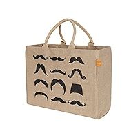 KAF Home Jute Market Tote Bag with Mustaches Print, Durable Handle, Reinforced Bottom and Interior Z | Amazon (US)