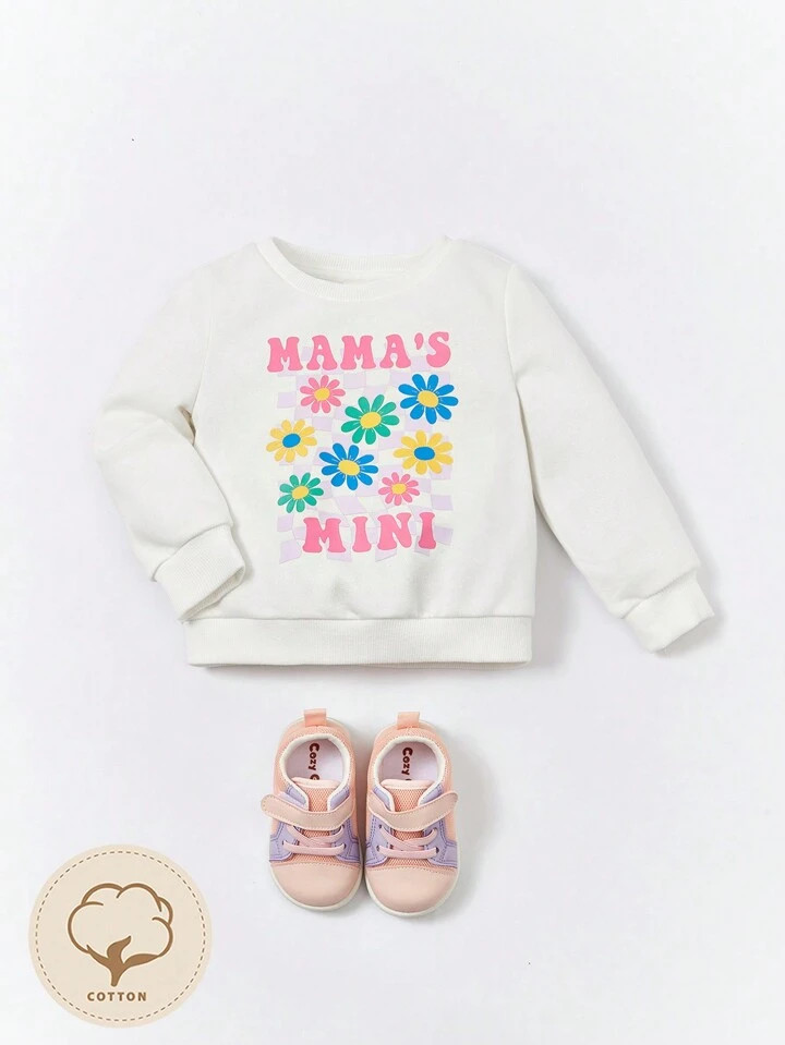 Cozy Cub Baby Floral & Letter Graphic Sweatshirt | SHEIN