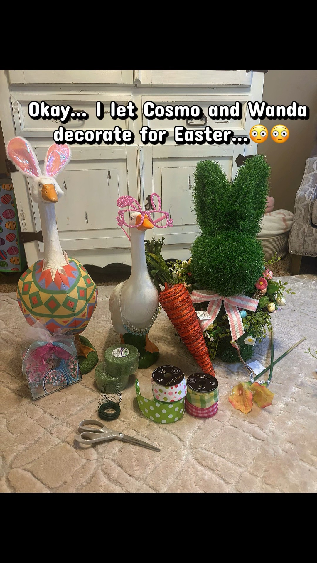 Cosmo & Wanda took over my Easter decor 🐰🌸 and somehow turned a plain grapevine wreath into this 😍

I was VERY concerned at first… but they understood the assignment 👀😂

Sharing all my spring porch decor + wreath supplies here so you can recreate this look!

#spring wreath #easterdecor
#front porch decor #diywreathideas
#Porchgoose
#grapevine wreath


#LTKHome #LTKmomlife #LTKstorytime