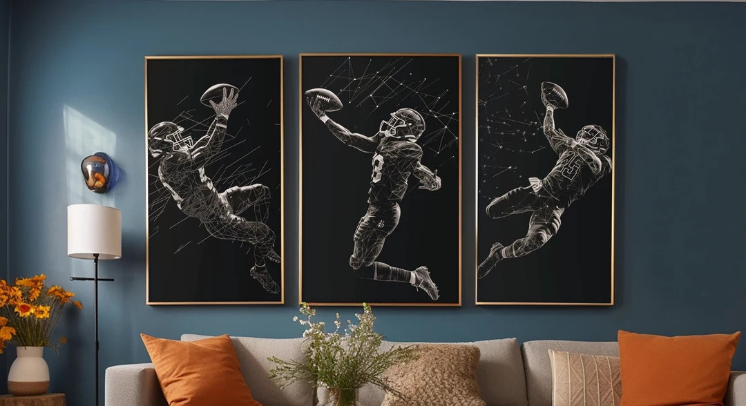 Set of 3 American Football Essentials Prints, Black and White Football Printable Art,footballcoac... | Etsy (US)